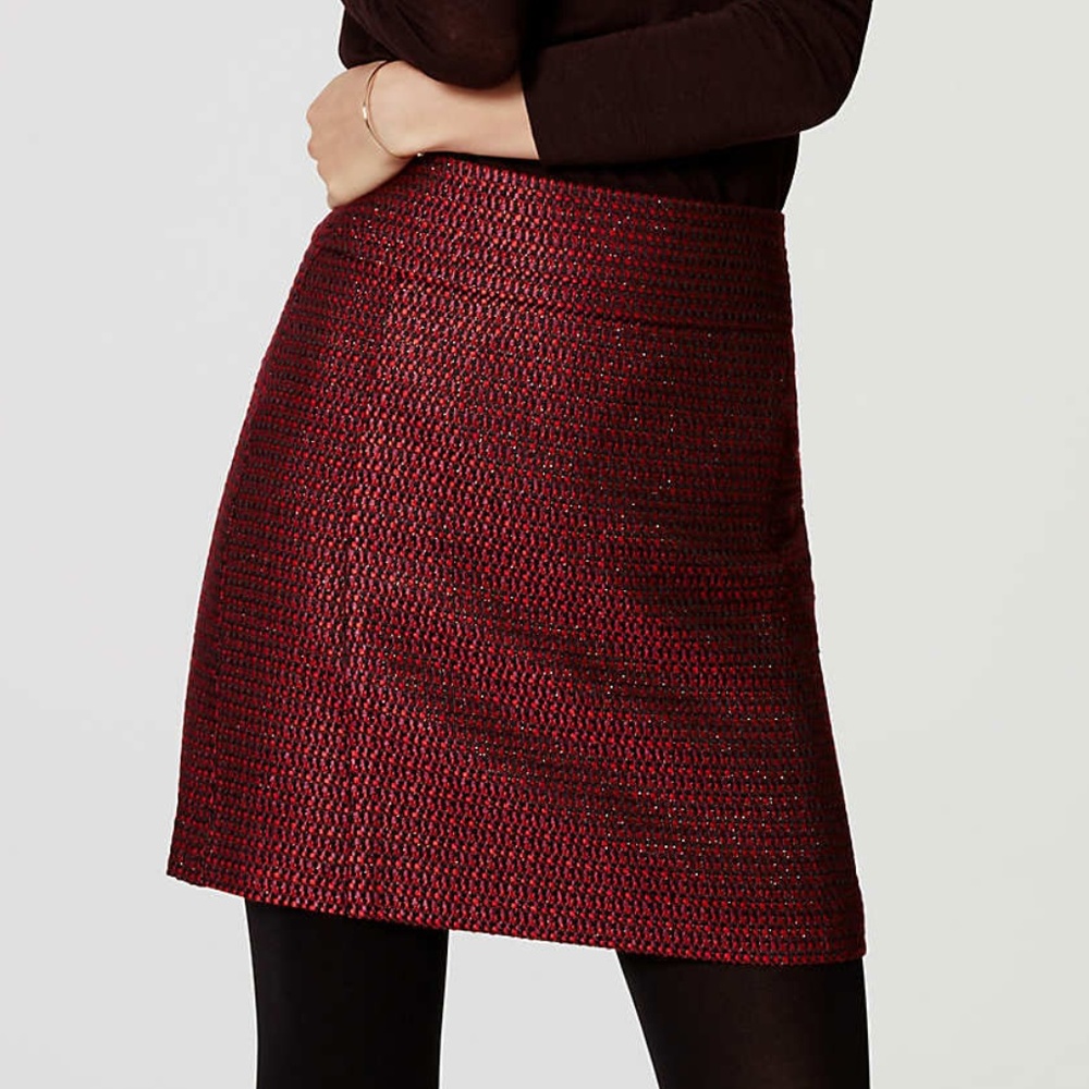 LOFT Shimmer Tweed Shift Skirt